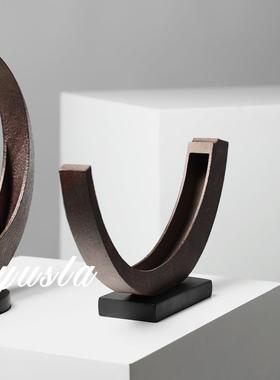 客侘寂法式厅茶几插干花瓶餐厅店样板间玄关OAW柜花酒摆件软装饰