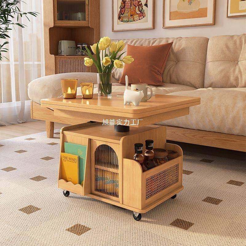 实木升降茶几移动推车茶桌折叠茶台多功能客厅沙发边几,淘宝优惠券,粉丝福利购,淘宝优惠卷
