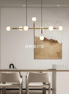 餐厅灯新中式吊灯设计师款轻奢灯具简约现代胡桃木全铜茶室吧台灯