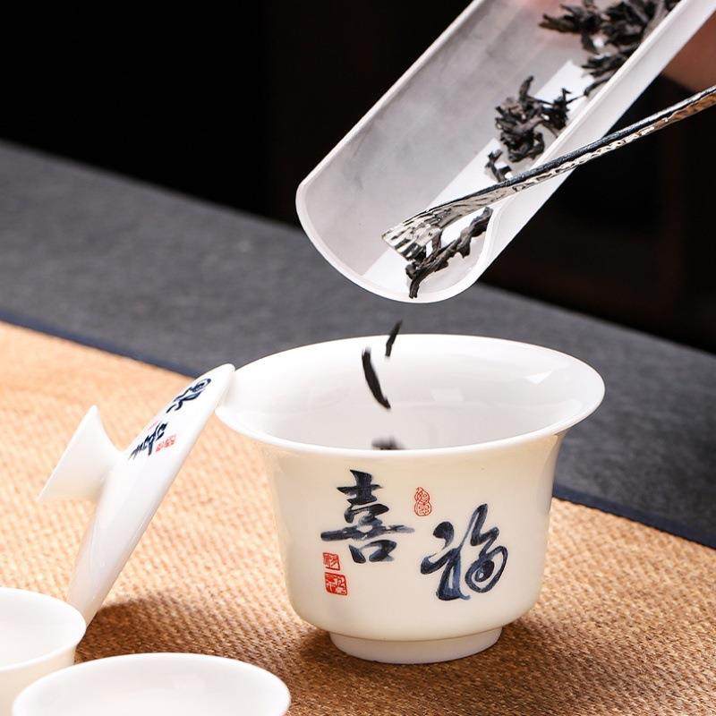 羊脂玉瓷快客杯旅行茶具随意悬停三才盖碗茶杯德化白瓷泡茶碗家用,淘宝优惠券,粉丝福利购,淘宝优惠卷