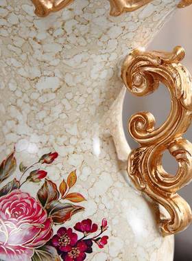 欧式复古高档双插花器家居大酒桌AMQ装店饰品餐电视柜客厅耳花瓶