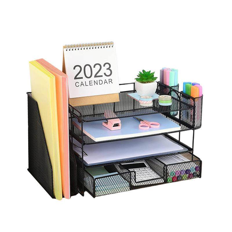 办公室桌面四层文件架铁艺办公用品收纳黑色抽屉文件置物架,淘宝优惠券,粉丝福利购,淘宝优惠卷