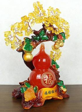日送礼葫221898芦摆件常财树发摆设家客居厅酒关玄柜乔迁开业礼品