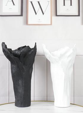 形花器轻奢软装搭-树根花异配欧北摆轻奢风创意家居客厅艺术件高