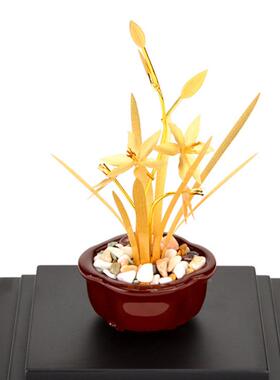 JF-GM-09泓开金品箔楼摆盘盘开送业主摇钱树乔迁开业金发财树蝴蝶