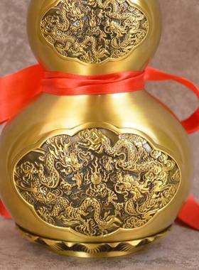 无品牌/宏达全器黄铜九龙葫铜芦家居关开口葫芦玄铜礼品摆件