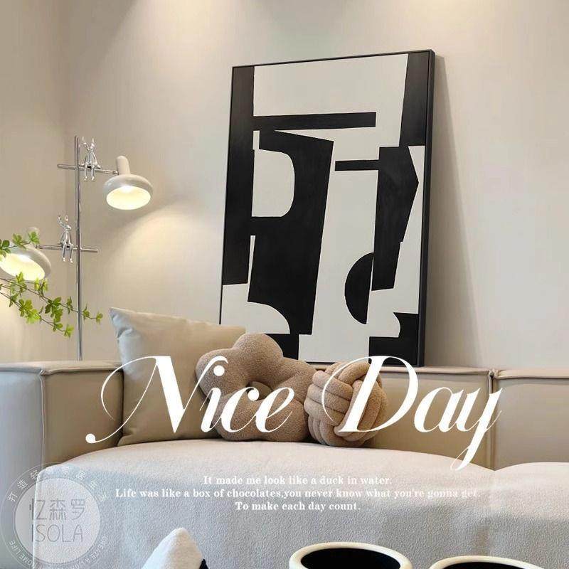 极简黑白灰客厅饰沙发落地墙画抽象装玄关挂画高级感4Rht+aSq背景,淘宝优惠券,粉丝福利购,淘宝优惠卷