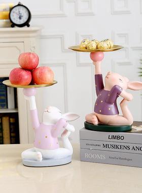 2023北创富贵兔意兔子托新年乔迁盘居摆件欧礼品钥匙首新饰收纳玄