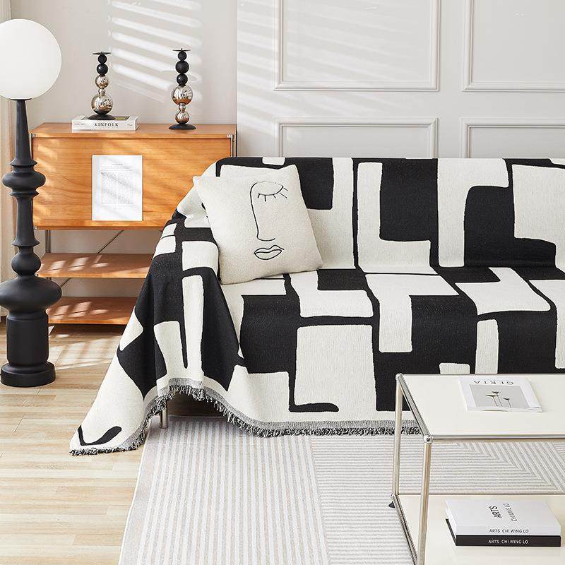 尔雪尼约沙发盖巾新款黑白MZR-77-0四盖季通用全轻奢布艺沙发巾简,淘宝优惠券,粉丝福利购,淘宝优惠卷