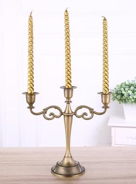 金属蜡烛台欧式复古婚礼LFT家厅用餐五头色郁金烛香台摆金件烛台