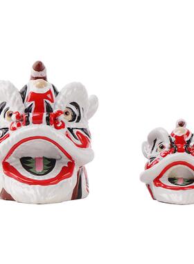 创意新式禅意国国风醒狮舞狮树脂摆件样小792.1130板房博潮古架艺