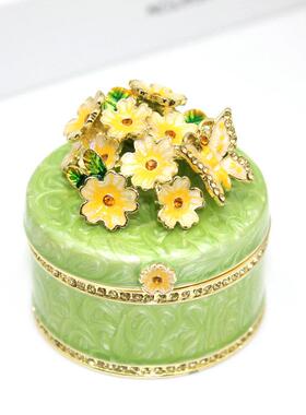 金装盒婚庆装饰品恋蝶花珠宝收纳盒景点纪念品小饰摆XJY2211合件