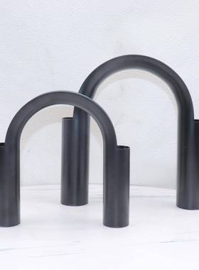 现代简约创意拱形花器烤漆视铁艺花摆器家餐桌客厅书房居软装饰品