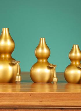 盖葫芦仿开古铜旧开盖做八卦葫芦带叶铜88葫芦摆件