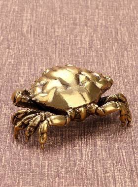 黄螃蟹摆件八大方来财铜蟹式家居摆件铜CA917聚财螃中蟹文玩男士
