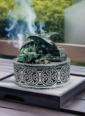 复灰古创意树脂烟缸古典个性香盒烟烟灰缸家居客厅办公室烟Qq-A10