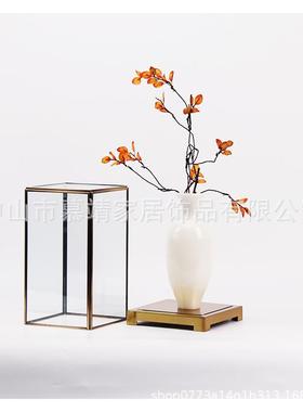 新中式古代透明玻璃罩子现花瓶树脂摆件客厅茶几博架柜家642，643