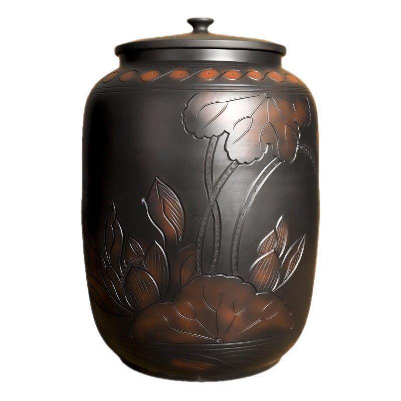 tt大嘴米缸陶瓷家米桶带用盖厨房粉储米罐存面虫防UKL防潮密封紫,淘宝优惠券,粉丝福利购,淘宝优惠卷