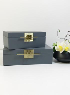 新中式样板房意漆收纳盒摆烤KQH310装件客厅橱柜柜装书饰创家居展