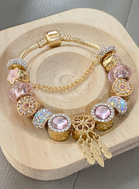 高颜值潘家同款新款彩钻奢华捕梦网手链ins风可调节永久高级手链