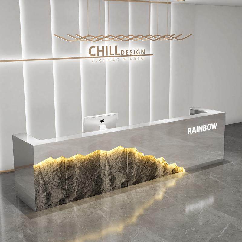 不锈钢复古前台轻奢收银台装修公司接待台茶楼吧台桌简约现代柜台,淘宝优惠券,粉丝福利购,淘宝优惠卷