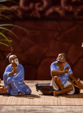 石湾公仔陶瓷手工盆景用盆栽摆件古代人物小摆设品中式家居装饰品