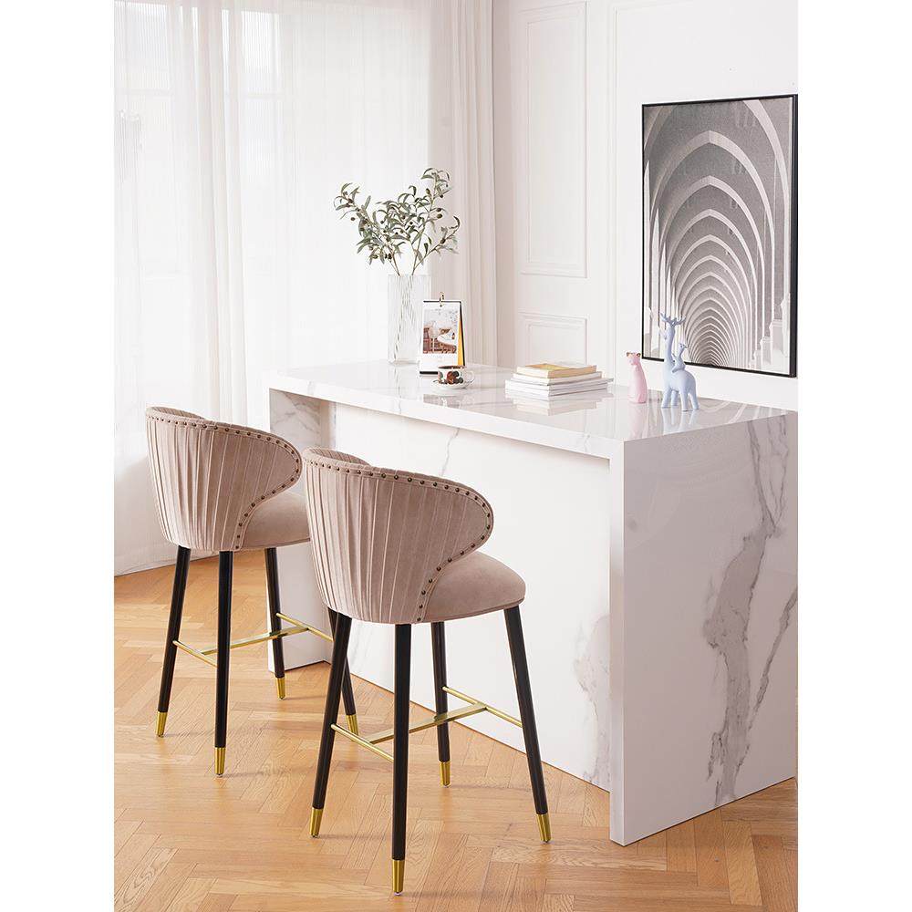 椅吧台实木前台吧接待绒布轻脚凳台椅椅家用靠背酒吧高脚椅奢不锈,淘宝优惠券,粉丝福利购,淘宝优惠卷