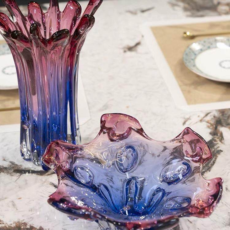 高货轻双拼色琉璃水培花瓶摆件客厅玄关电视柜家居装饰品摆设果盘,淘宝优惠券,粉丝福利购,淘宝优惠卷