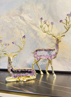 热销客厅招财摆件鹿轻奢高档摆件家酒柜视柜玄电关fCDXm3eC居∑