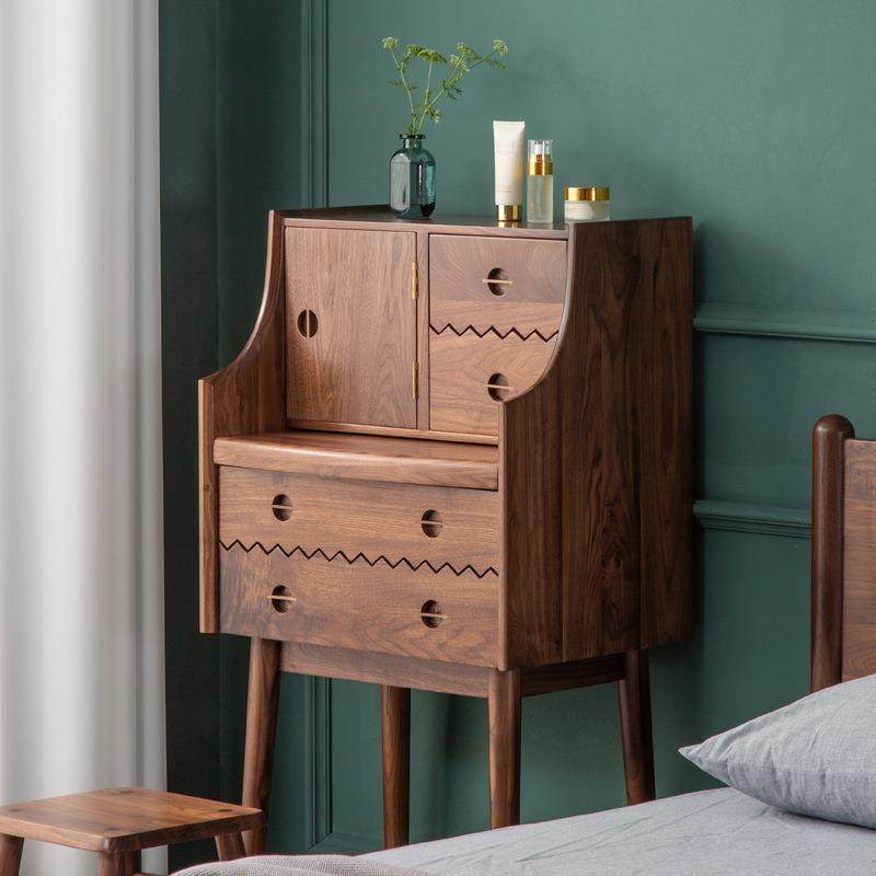 北欧黑胡桃木实木梳妆台小户型化妆桌樱桃实木收纳柜迷你书桌,淘宝优惠券,粉丝福利购,淘宝优惠卷