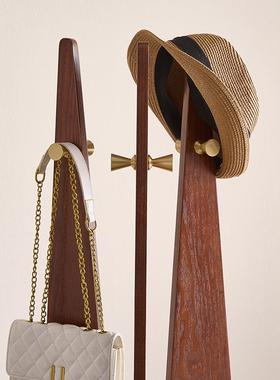 全实木挂衣架落地家用客厅办公室北欧衣帽架卧室房间简易衣服架子