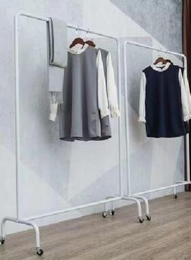 铁艺服装店落地衣架带轮子室内挂衣服架子女装店展示架货架陈列架