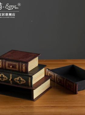 玄关钥匙收纳创意饰t1413064品抽屉办公桌盒件首书房书桌摆道具书