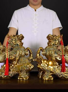 木纹麒麟居摆件一对招财纳福办家饰公室装B6365914品居玄关乔节日