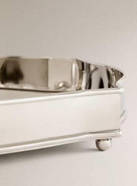 现代简约银色钢制托装盘样间家TYZ民宿客厅用桌面饰摆件板玄关置