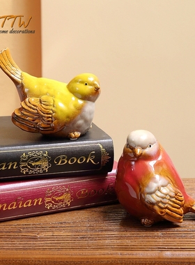 陶瓷小鸟 装饰摆件釉面陶瓷摆件桌面玄关书房拍摄道具