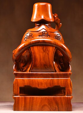 花梨实木土地公土地婆木雕福德正神家居供奉土地爷摆件镇宅助运