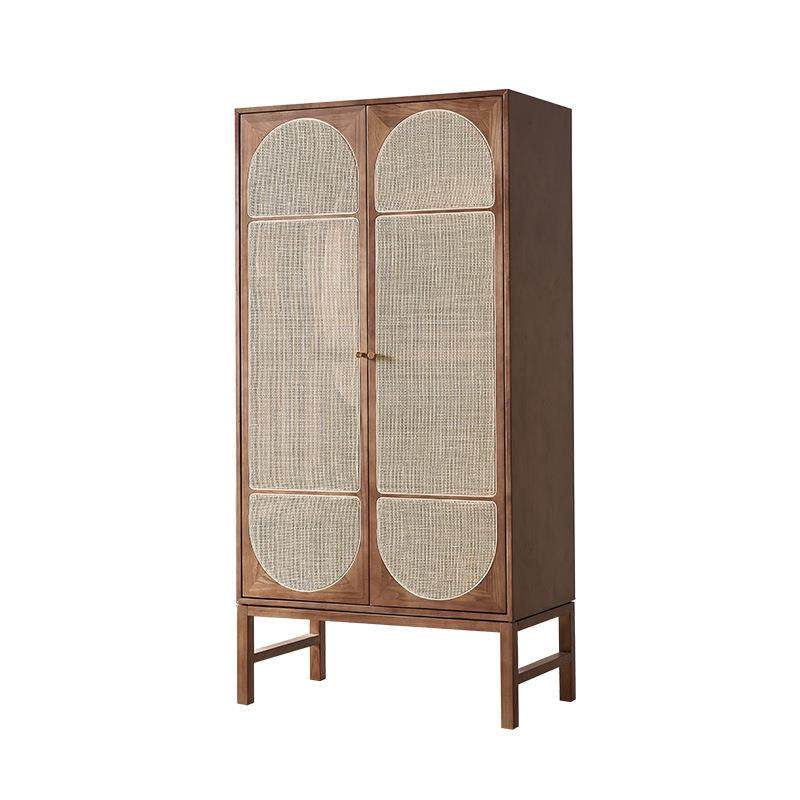 北欧实木藤编衣柜收纳储物柜橱柜民宿卧室双门衣帽柜全实木小户型,淘宝优惠券,粉丝福利购,淘宝优惠卷