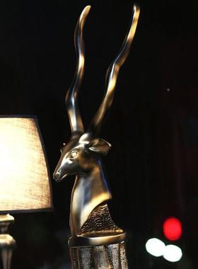 创意品鹿头摆件大号工艺品家居厅动物创意创意鹿头饰摆客设工树脂