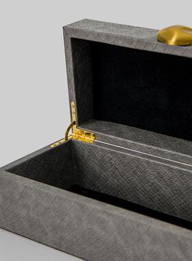 新中式轻奢首盒收纳盒风木质样高档板间书房卧室PH-294L古软饰装