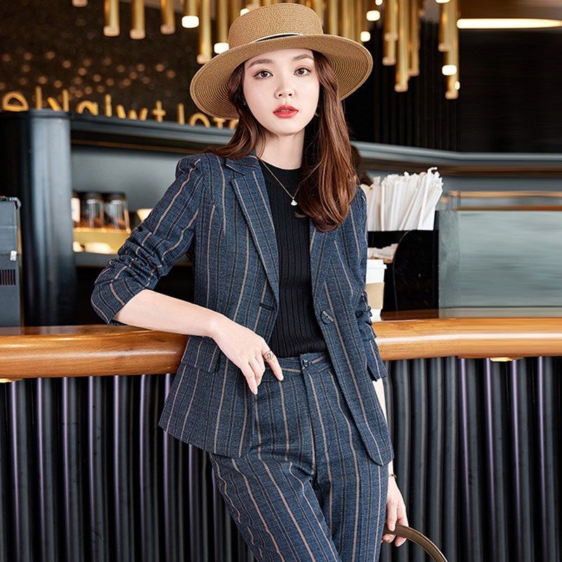 短款小个子条纹西装外套女春秋2024年新款高级感职业休闲西服套装,淘宝优惠券,粉丝福利购,淘宝优惠卷
