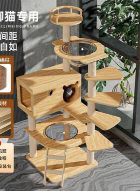 猫爬架猫窝剑麻猫树一体四季通用不占地多层跳台太空舱矮脚猫专用
