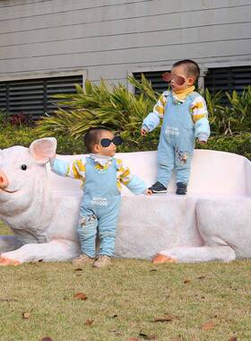 大仿创意真动物座凳玻型璃钢雕塑园儿林景观小区ICE幼园商场靠椅