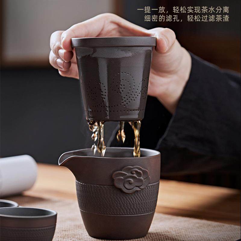 建水紫陶便携式茶具旅行套装高档单人快客杯户外出差泡茶神器刻字,淘宝优惠券,粉丝福利购,淘宝优惠卷