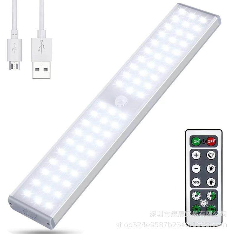 新款led遥控定时人体感应全屏薄款USB充电小夜灯壁柜灯长条橱柜灯,淘宝优惠券,粉丝福利购,淘宝优惠卷