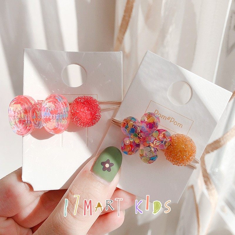 韩国儿童发饰pom可爱樱桃花朵马尾橡皮筋发圈女孩小辫扎头绳头饰,淘宝优惠券,粉丝福利购,淘宝优惠卷