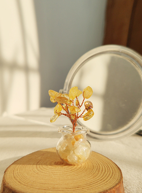 植物迷你版日式金鱼缸水晶树车载挂件日式装饰新品幸福感小物新品