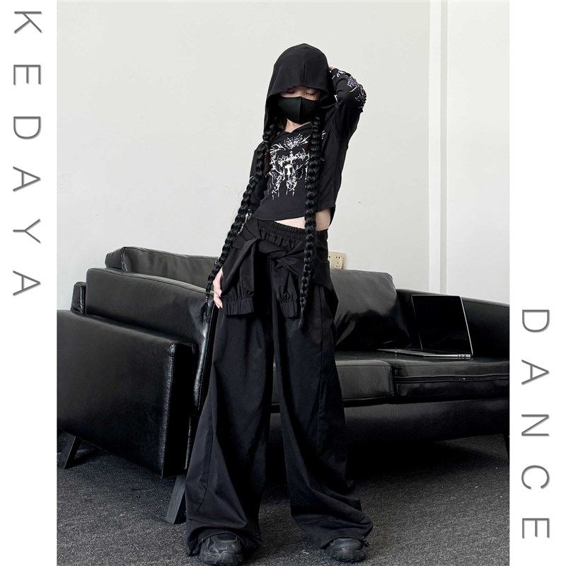 秋季新款童装潮酷女童废土风连帽长袖上衣假两件工装裤爵士舞套装,淘宝优惠券,粉丝福利购,淘宝优惠卷