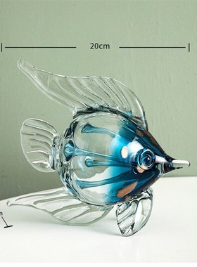 玻璃鱼家居摆件创意客厅装饰品酒柜电视柜摆设水晶工艺品送礼招财