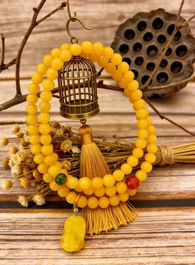 潮时点天然琥珀貔貅蜜蜡手串男女